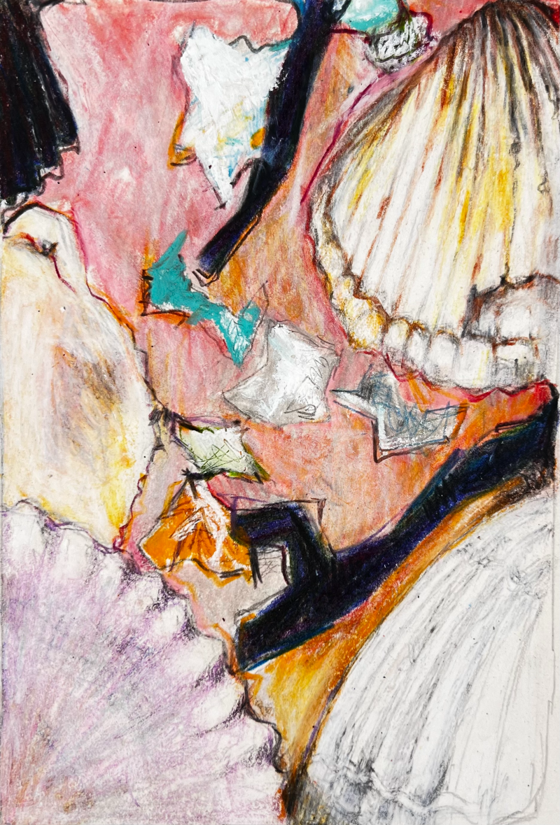 Buntstifte,Ölreiden auf Papier, 17x 11 cm