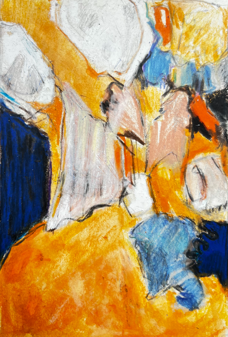 Buntstiffte,Ölkreiden auf Papier, 15,5 x 10cm