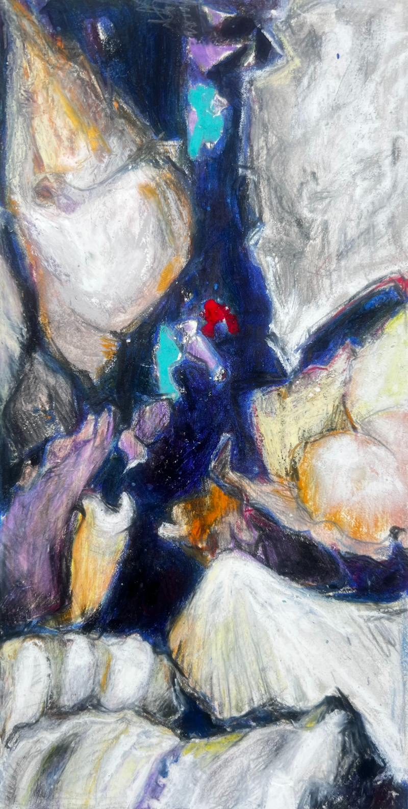 Ölkreidenund Buntstifte auf Papier,  20x11,5 cm