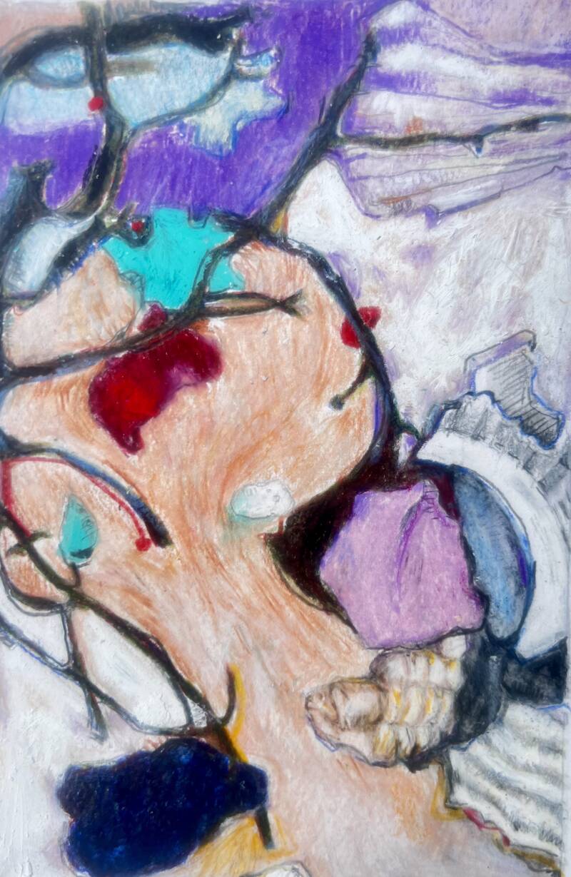 Buntstifte und Ölkreiden auf Papier  11x18cm