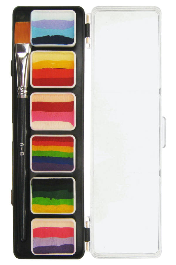 PXP Rainbow in the Sky 6 x 6 g splitcake palet with a brush