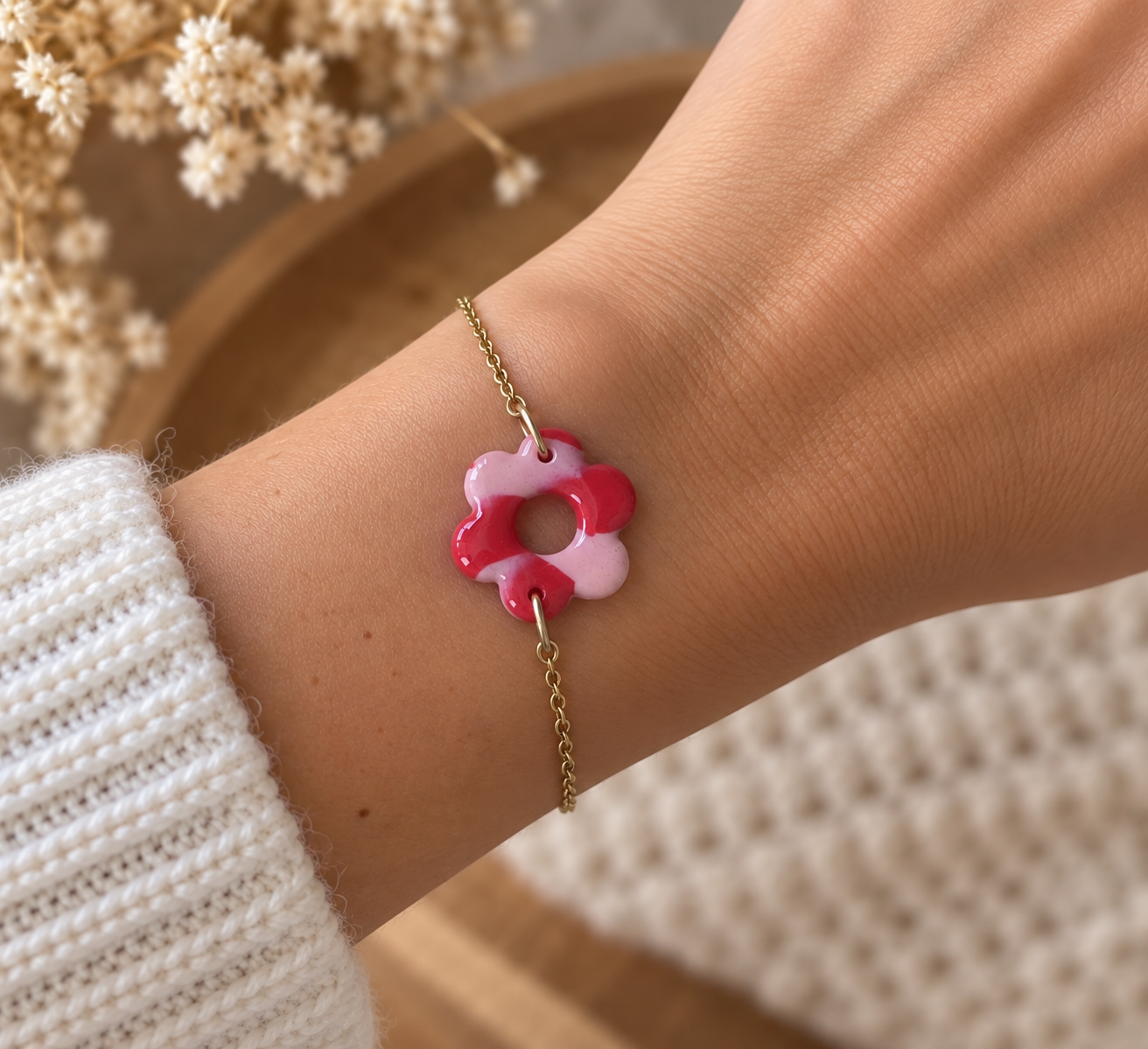 Bracelet Corolle Douce - Rouge Tendresse Variante