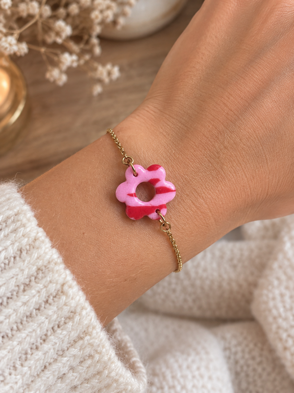 Bracelet Corolle Douce - Rouge Tendresse