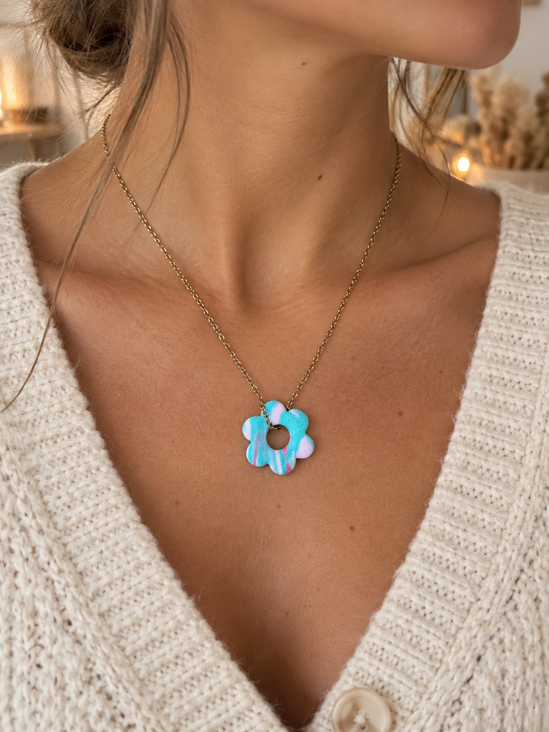 Collier Corolle Douce - Pop Color Turquoise