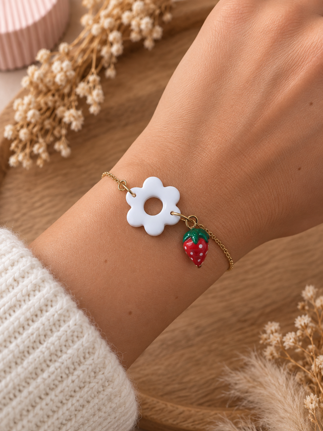 Bracelet Corolle Douce - Fraise