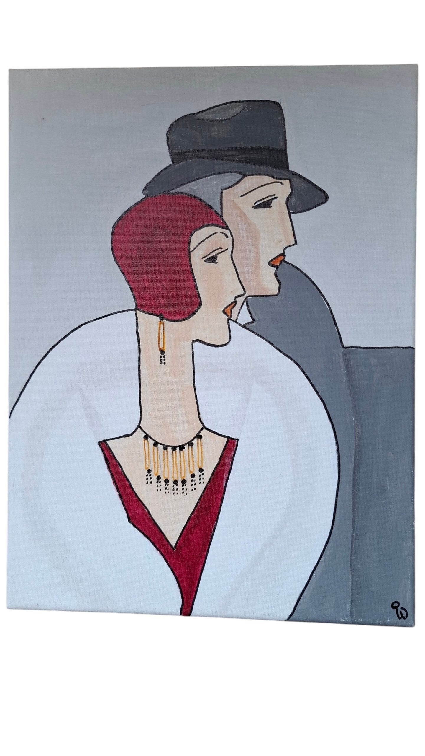 Schilderij vrouw en man 40 lengte 30 breedte