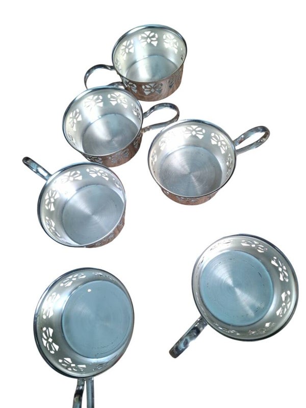 Vintage zilverplate Kopjeshouders set