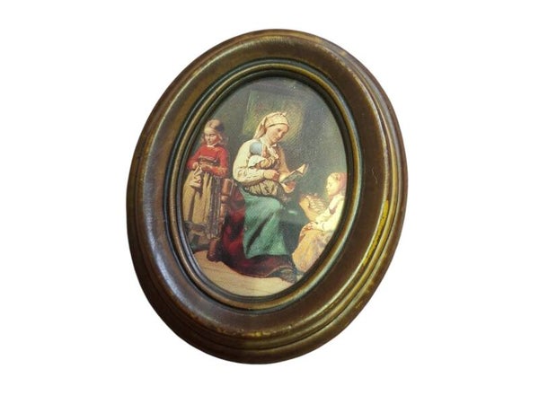 miniaturen antiek Schilderijtje 11 cm