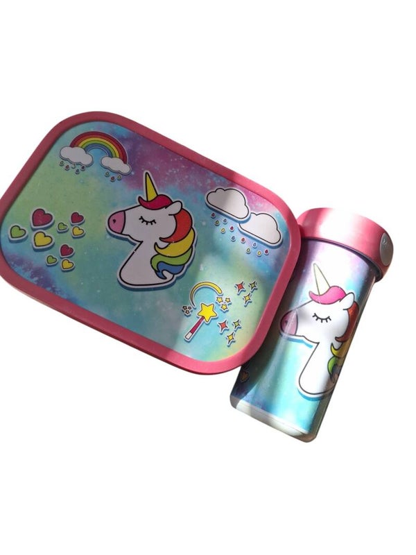2dehandse set broodtrommel en beker unicorn