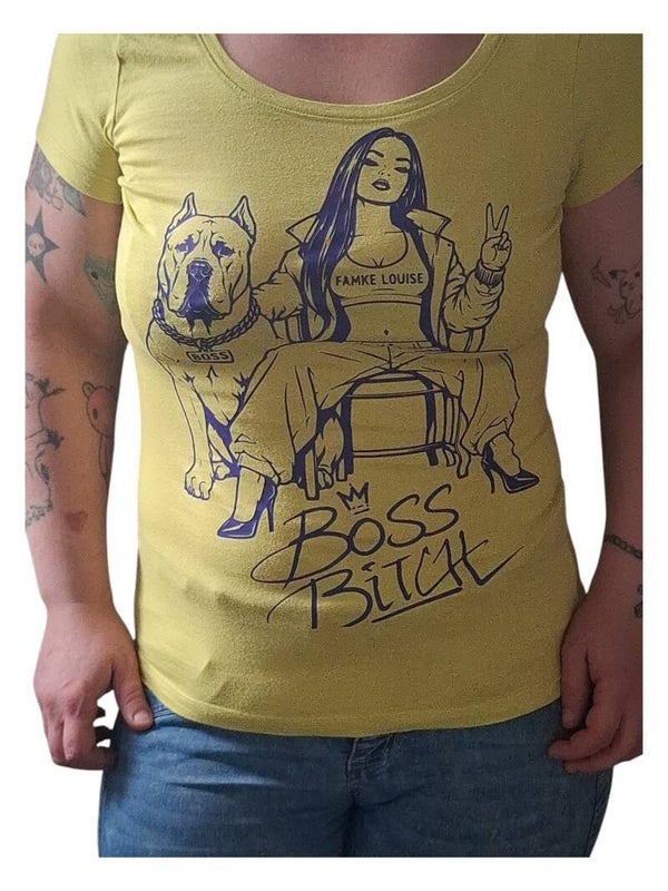 Dames T-shirt  maat L Famke louise boss bitch