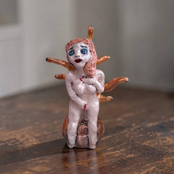 Handgemaakt beeld van klei 13 cm