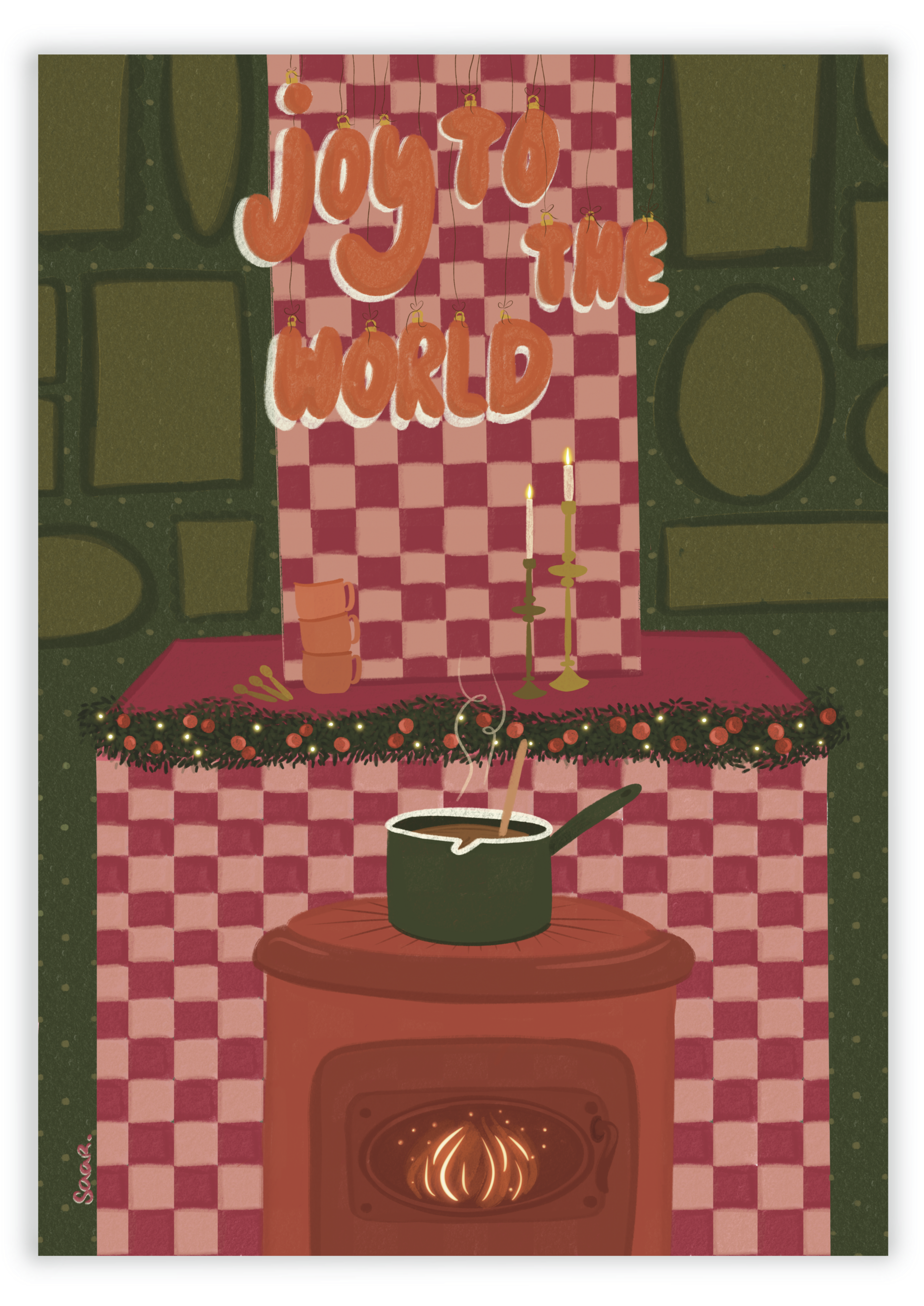 A6 Kerstkaart - Joy to the world