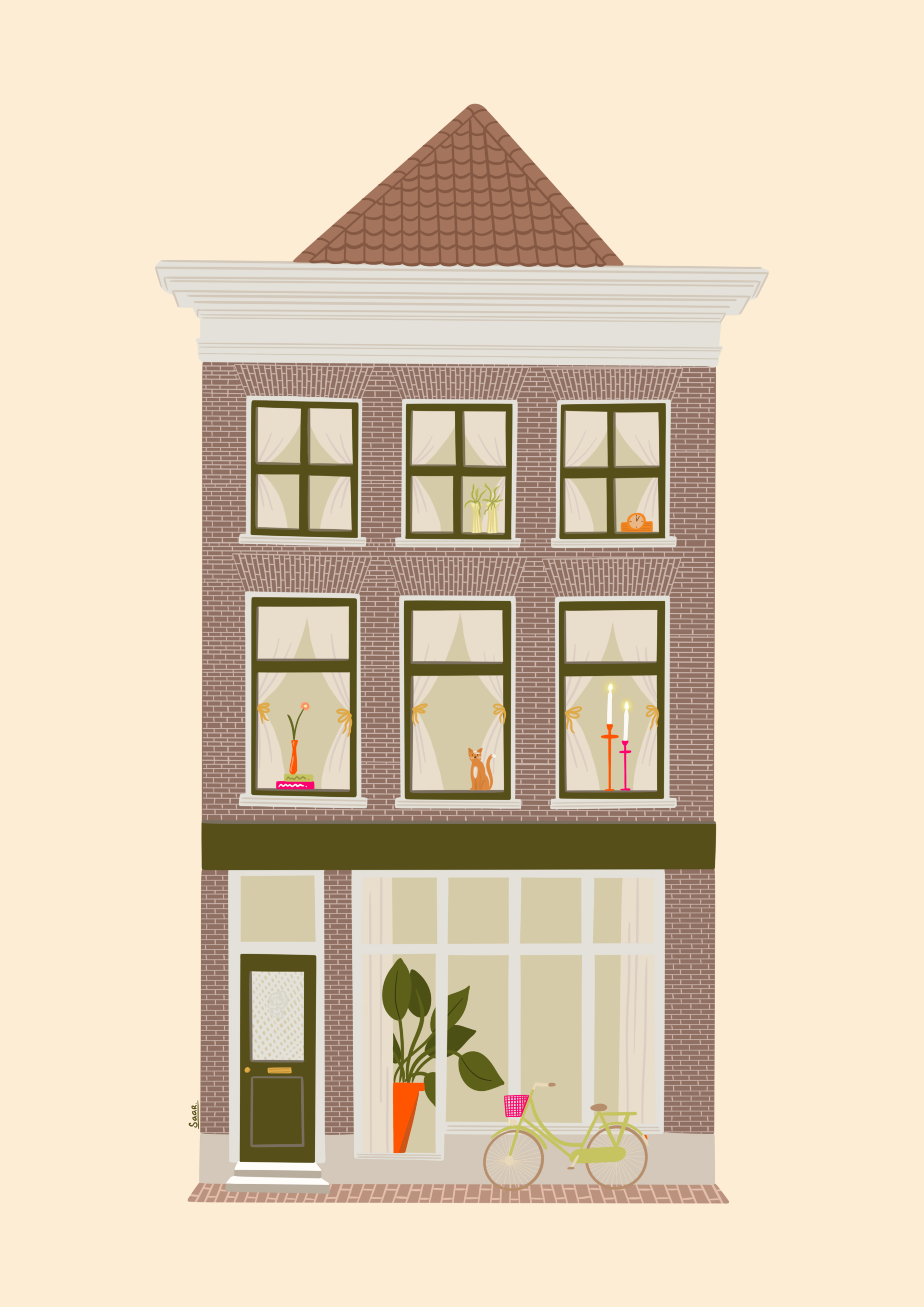 Poster A5 - Huisje 1800