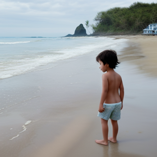 Ein Junge am Strand ( Foto Montage )