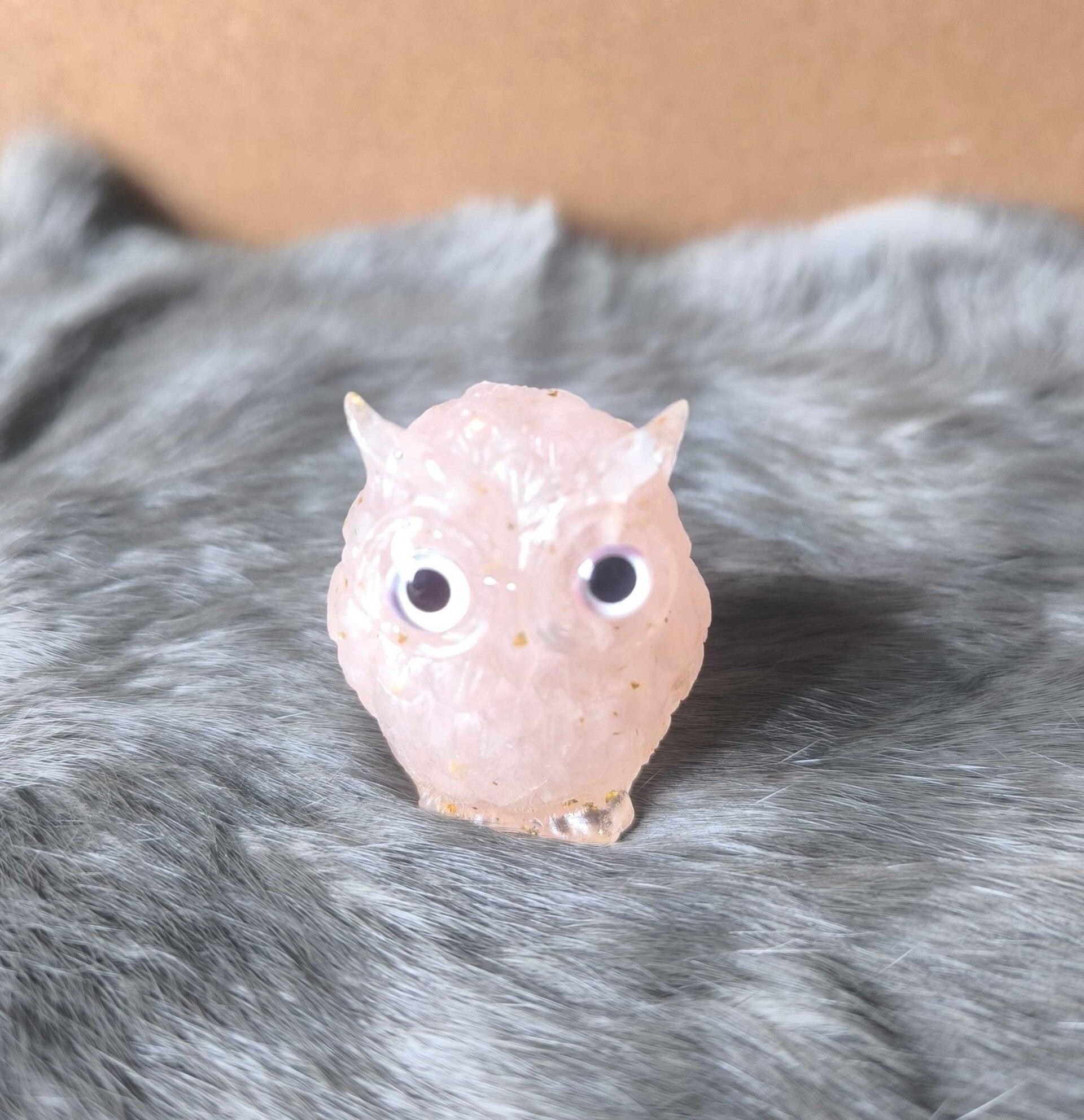 hiboux pierre naturelle Quartz rose