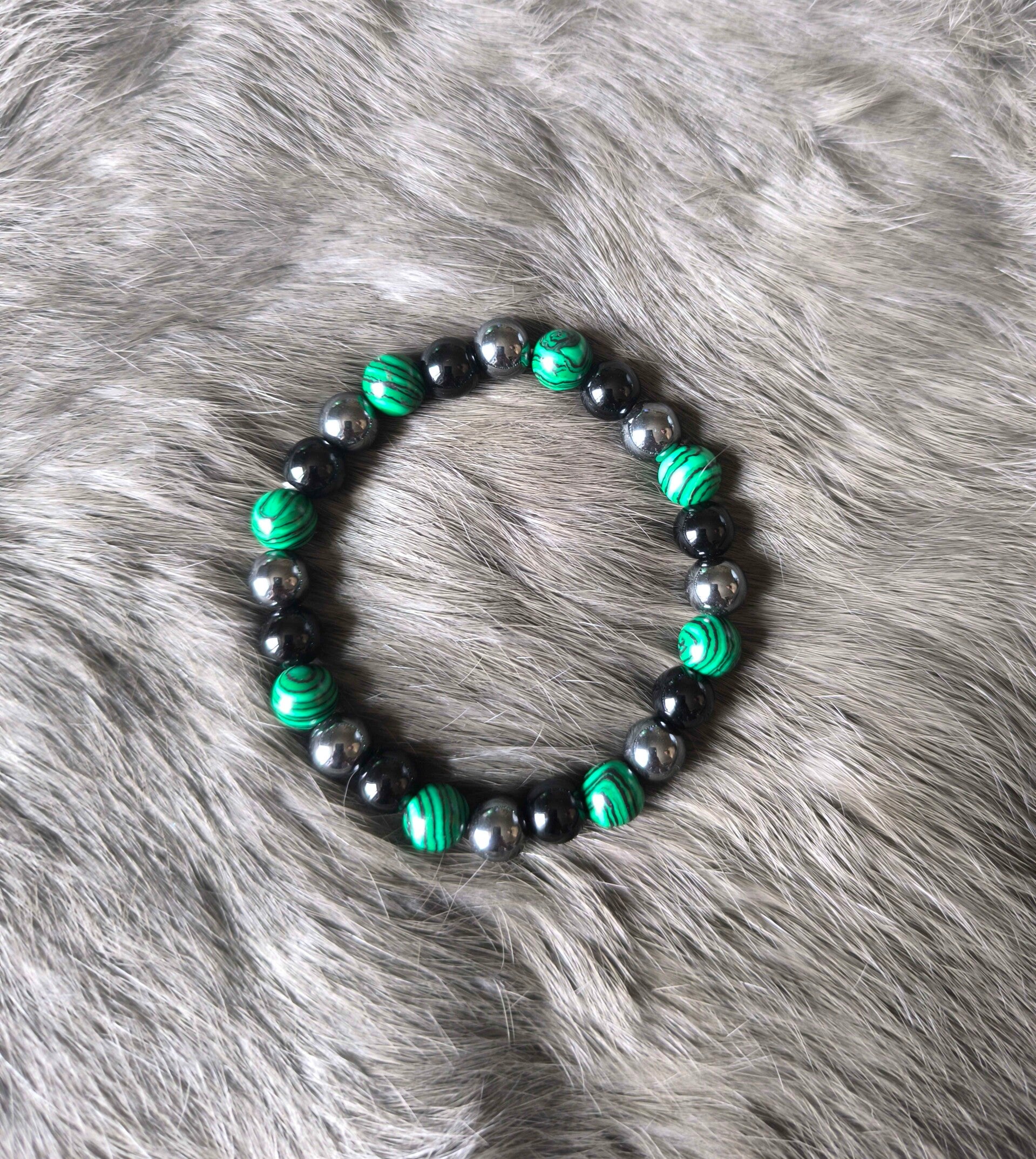 Bracelet Malachite/onyx noir / Hématite