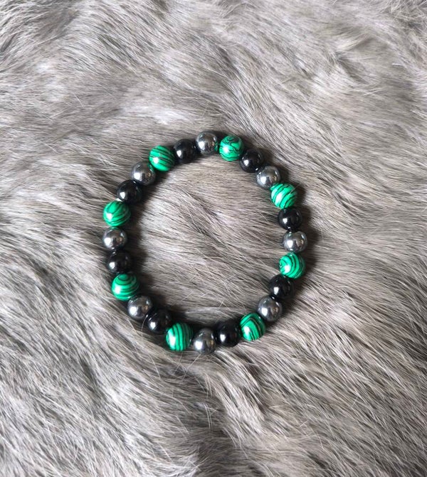 Bracelet Malachite/onyx noir / Hématite