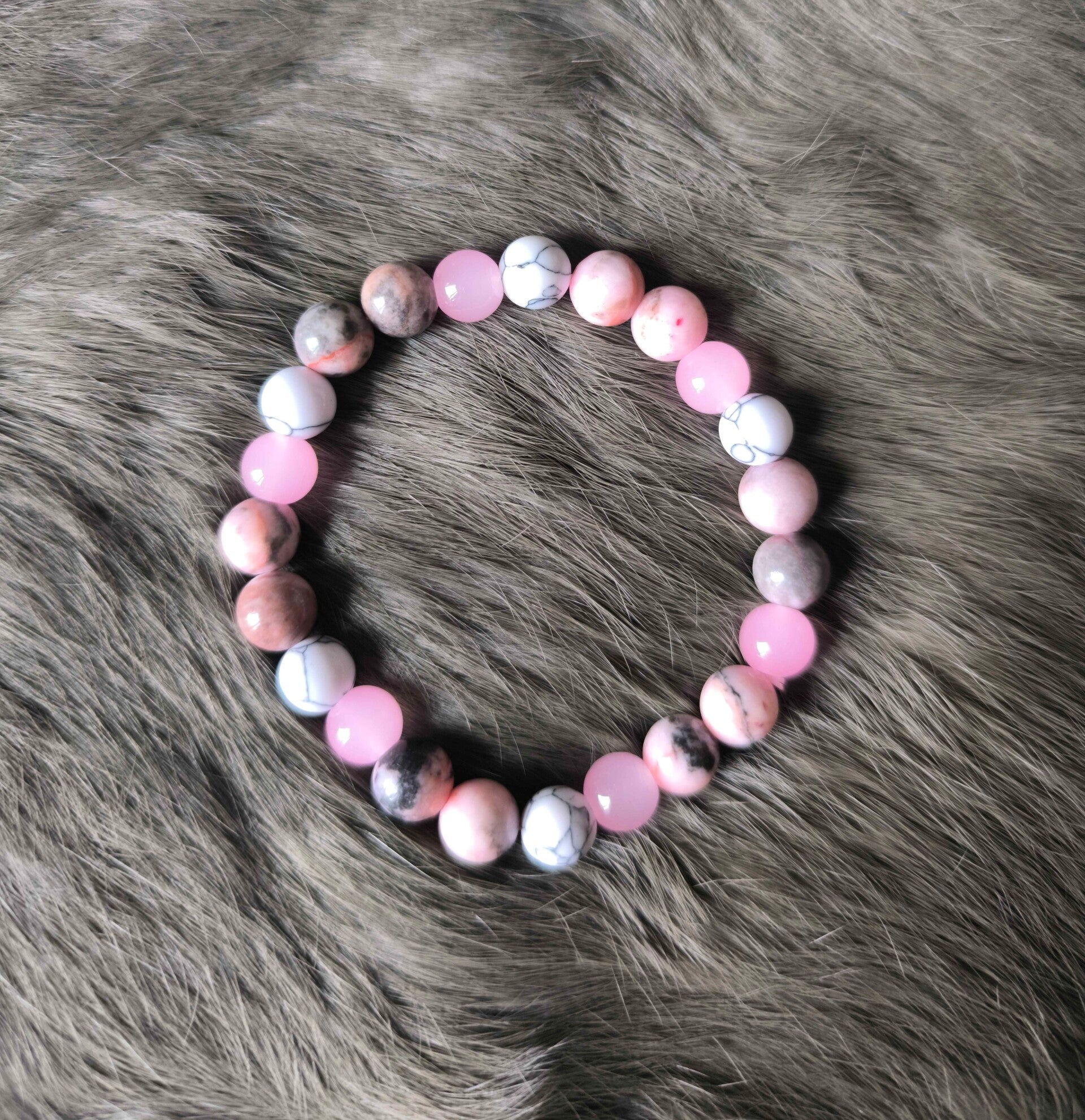 Bracelet sélénite /opale rose/ Turquoise blanche