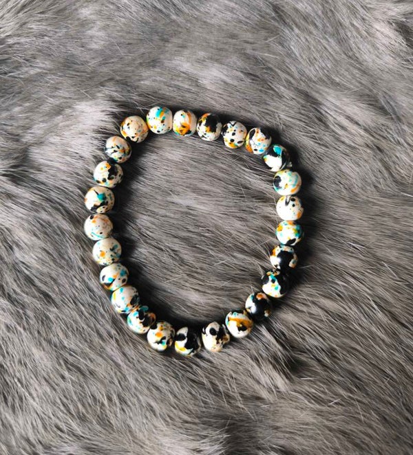 Bracelet Marbre turquoise, bleu et noir (accents dorés)