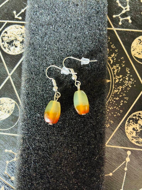 Boucles d’oreilles agate paon fait main