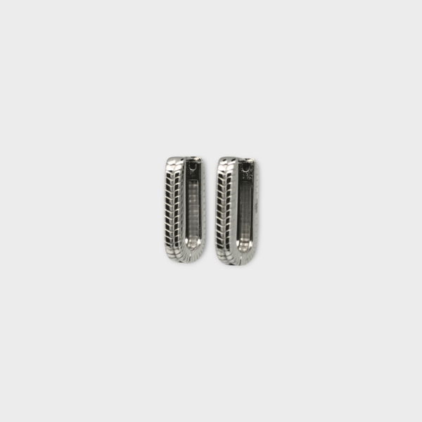 Earrings Braided Rectangle L Silver