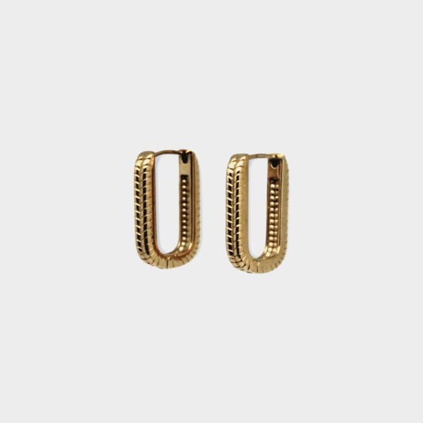 Earrings Braided Rectangle L Gold