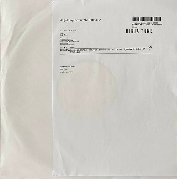 Folly Group – Human And Kind (12" Test Pressing / White Label, Signed)