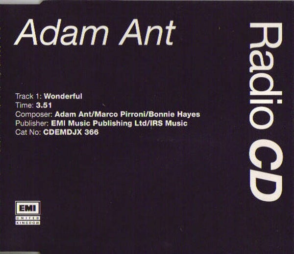 Adam Ant ‎– Wonderful CDS PROMO