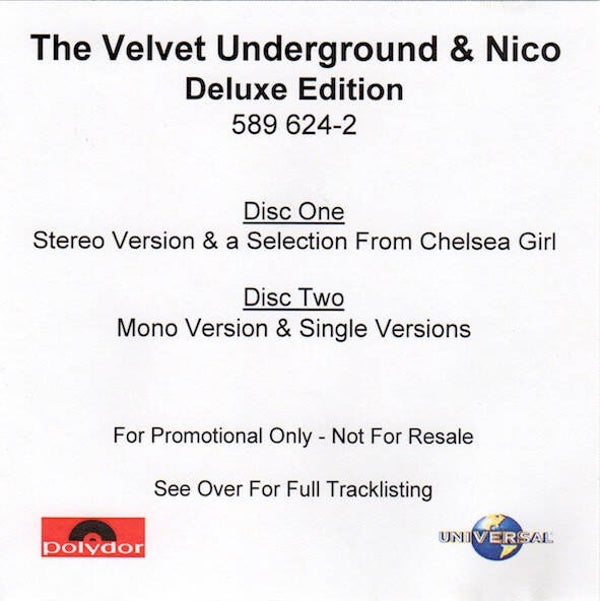 The Velvet Underground & Nico ‎– The Velvet Underground & Nico (2 x CD PROMO)