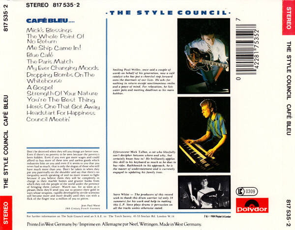 The Style Council ‎– Café Bleu CD