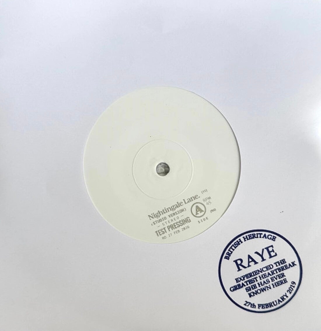 Raye ‎– Nightingale Lane. (7" Polar White)