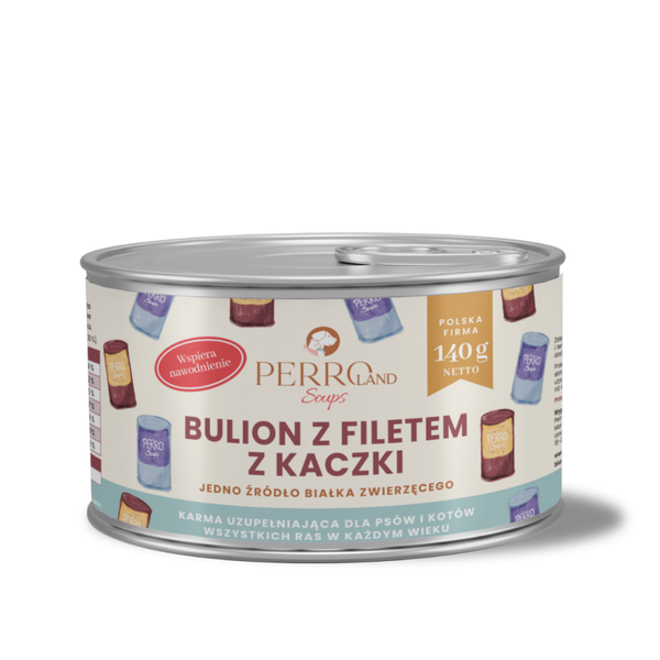 140g. Perro Bouillon met eendenfilet voor honden en katten PERROland Soups
