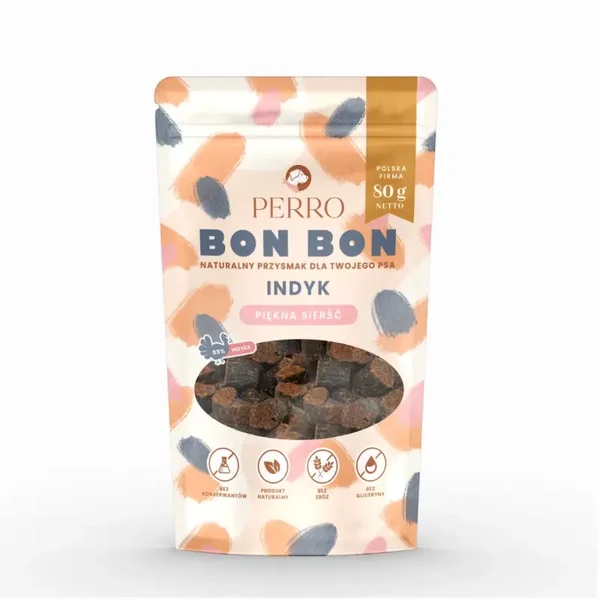 80g. Perro BON BON Kalkoen -mooie jas Functionele Snacks