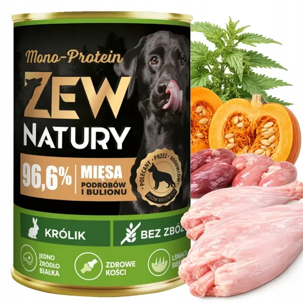 400g. Zew Natury  MONO-PROTEIN natvoer voor honden met konijn