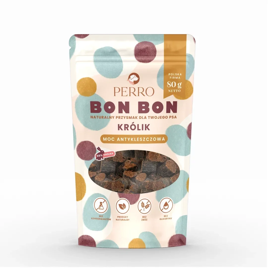 80g. Perro BON BON Konijn -bescherming tegen teken Functionele Snacks