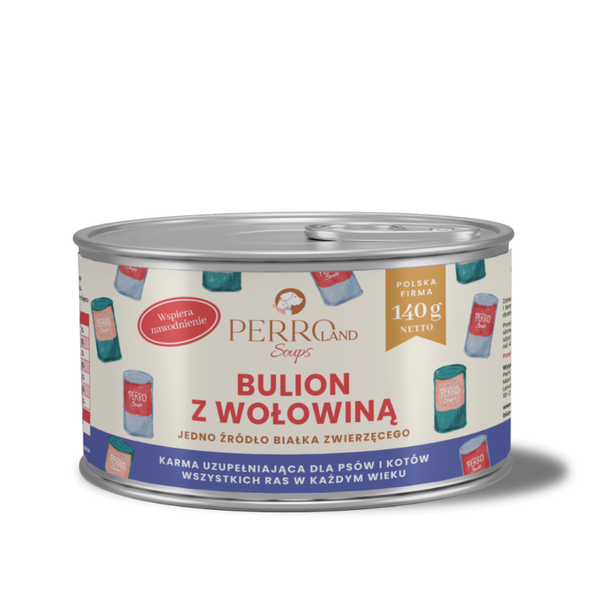 140g. Perro Bouillon met rundvlees voor honden en katten PERROland Soups