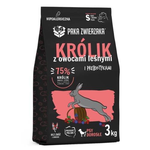 3kg. Paka Zwierzaka droog Hondenvoer Konijn&Bosvruchten "S"