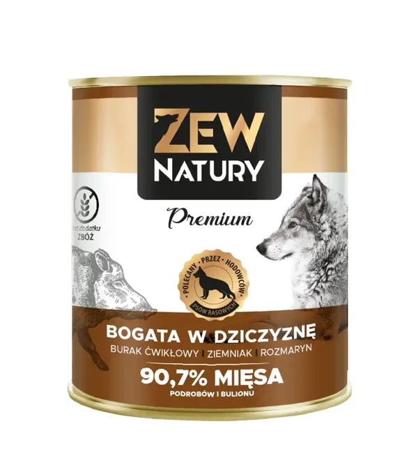 800g. Zew Natury Premium nat Hondenvoer  Rijk aan Wild Zwijn
