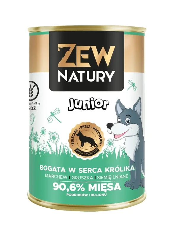 400g. Zew Natury voor Puppy nat Hondenvoer Rijk aan Konijnenhartjes