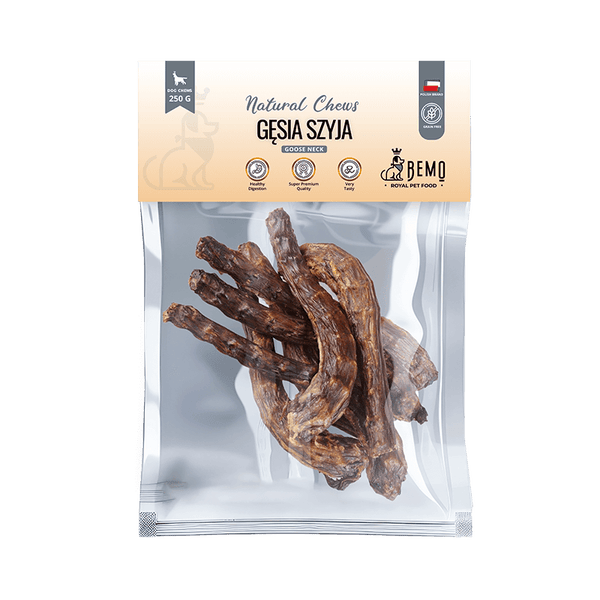 BEMO GOOSE NECK - DRIED GOOSE ESOPHAGUS - NATURAL CHEW FOR DOGS 250g