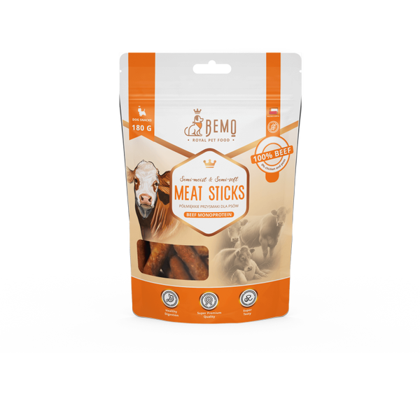 Bemo Meat Sticks - Rundvlees Monoproteïne Halfzachte Honden Snacks 180g.