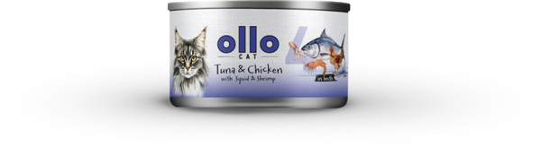 70g. Ollo nat Katenvoer Tonijn, Kip en Inktvis