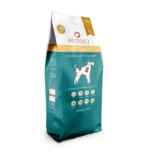 12kg. Perro Droog Hondenvoer Eend met Zoete Aardappelen voor Volwassen Honden maat S