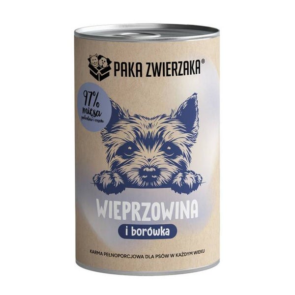 400g Paka Zwierzaka PZ natvoer: Varkensvlees met bosbessen