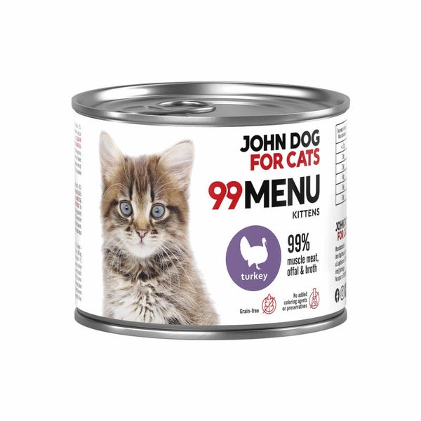 400g. John Dog 99Menu voor Kittens Kalkoen