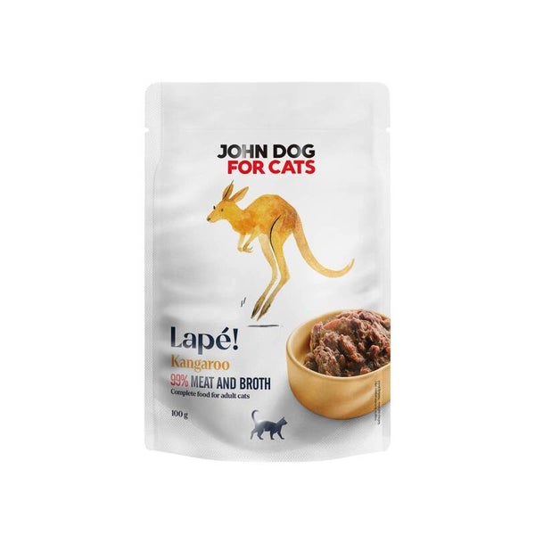 100g Lapé John Dog for Cats Natvoer in zakjes voor katten kangoeroe