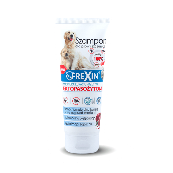 220g. Frexin Shampoo voor Honden ondersteunt de behandeling tegen Ectoparasieten