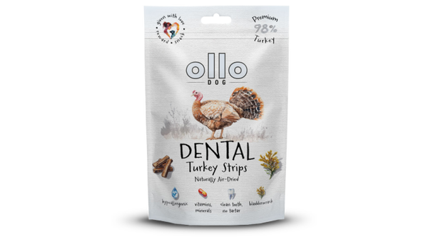 80g. Ollo Air Dried Dental Turkey Strips