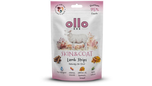 80g. Ollo Air Dried Skin & Coat Lamb Strips