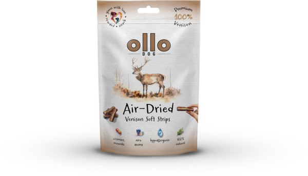 80g. Ollo Air Dried 100% Venison Strips